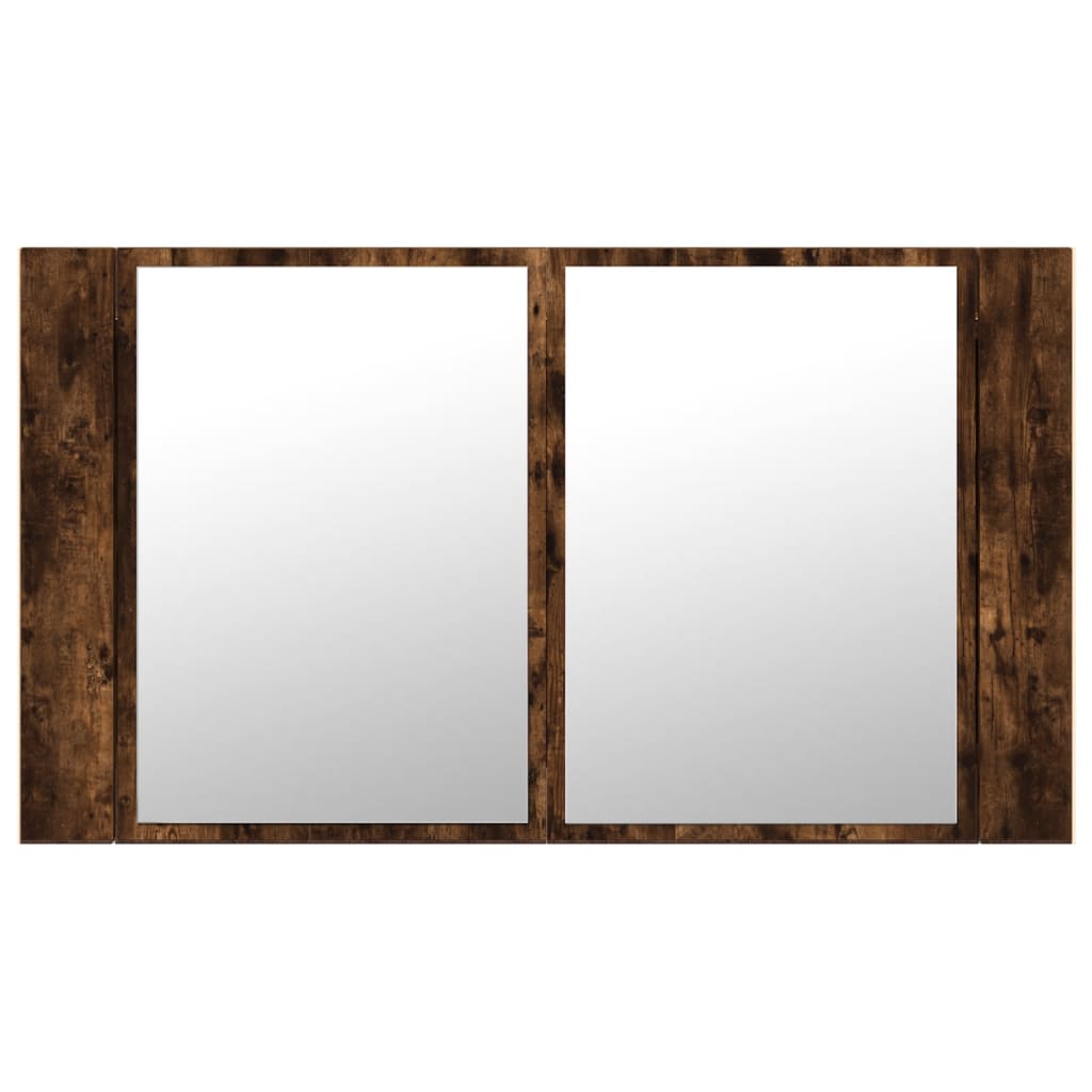 vidaXL Szafka łazienkowa z lustrem i LED, opalany dąb, 80x12x45, akryl