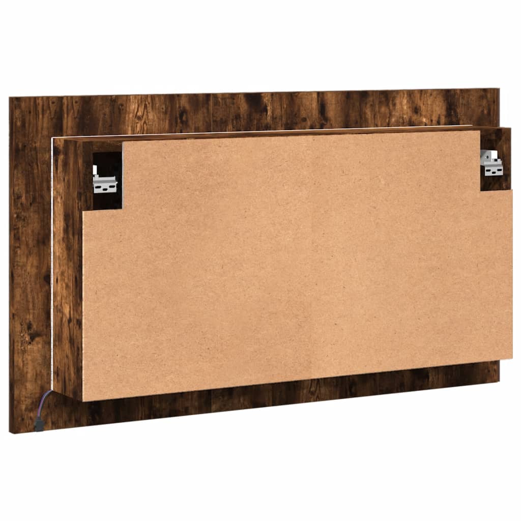 vidaXL Szafka łazienkowa z lustrem i LED, opalany dąb, 80x12x45, akryl