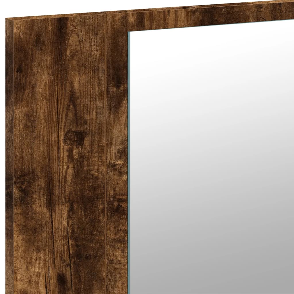 vidaXL Szafka łazienkowa z lustrem i LED, opalany dąb, 80x12x45, akryl