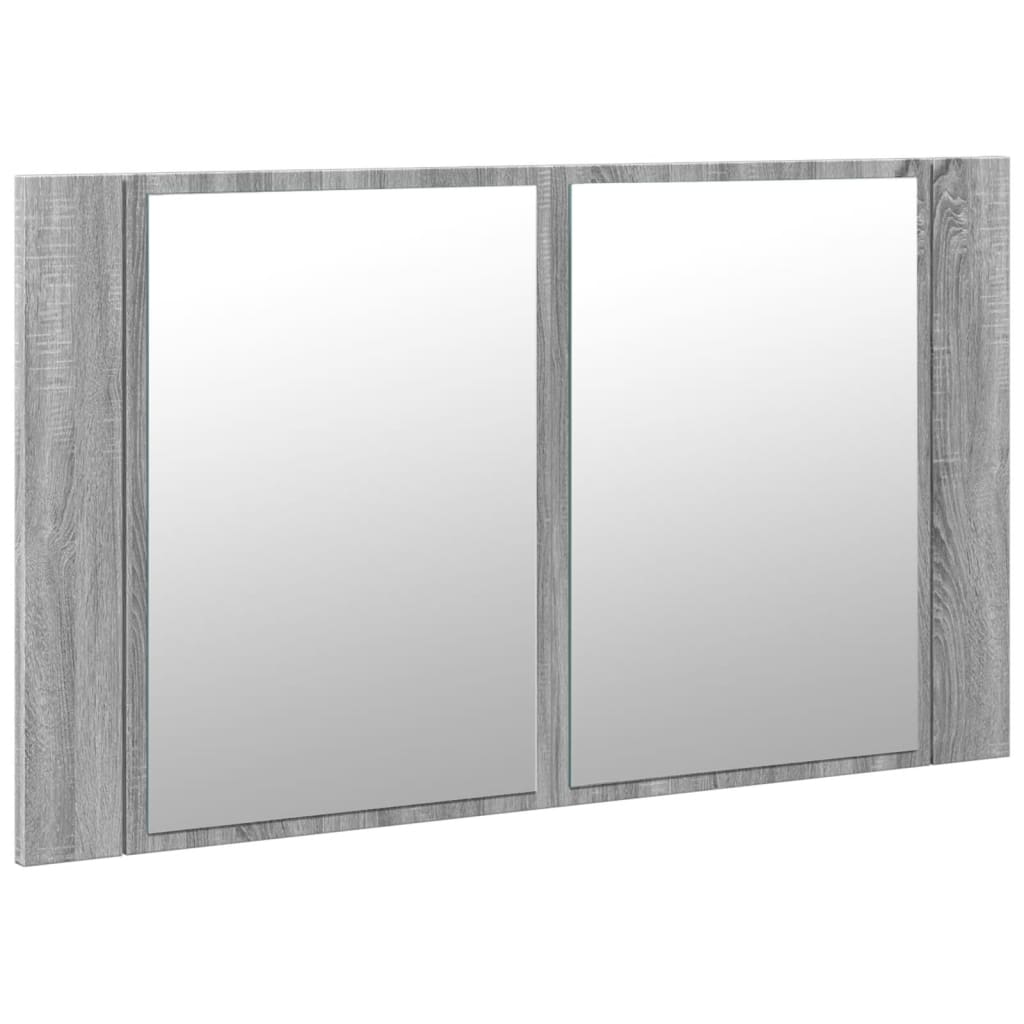 vidaXL Szafka łazienkowa z lustrem i LED, szary dąb 80x12x45 cm, akryl