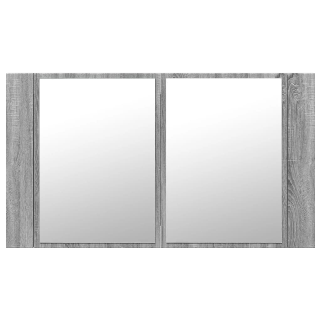 vidaXL Szafka łazienkowa z lustrem i LED, szary dąb 80x12x45 cm, akryl