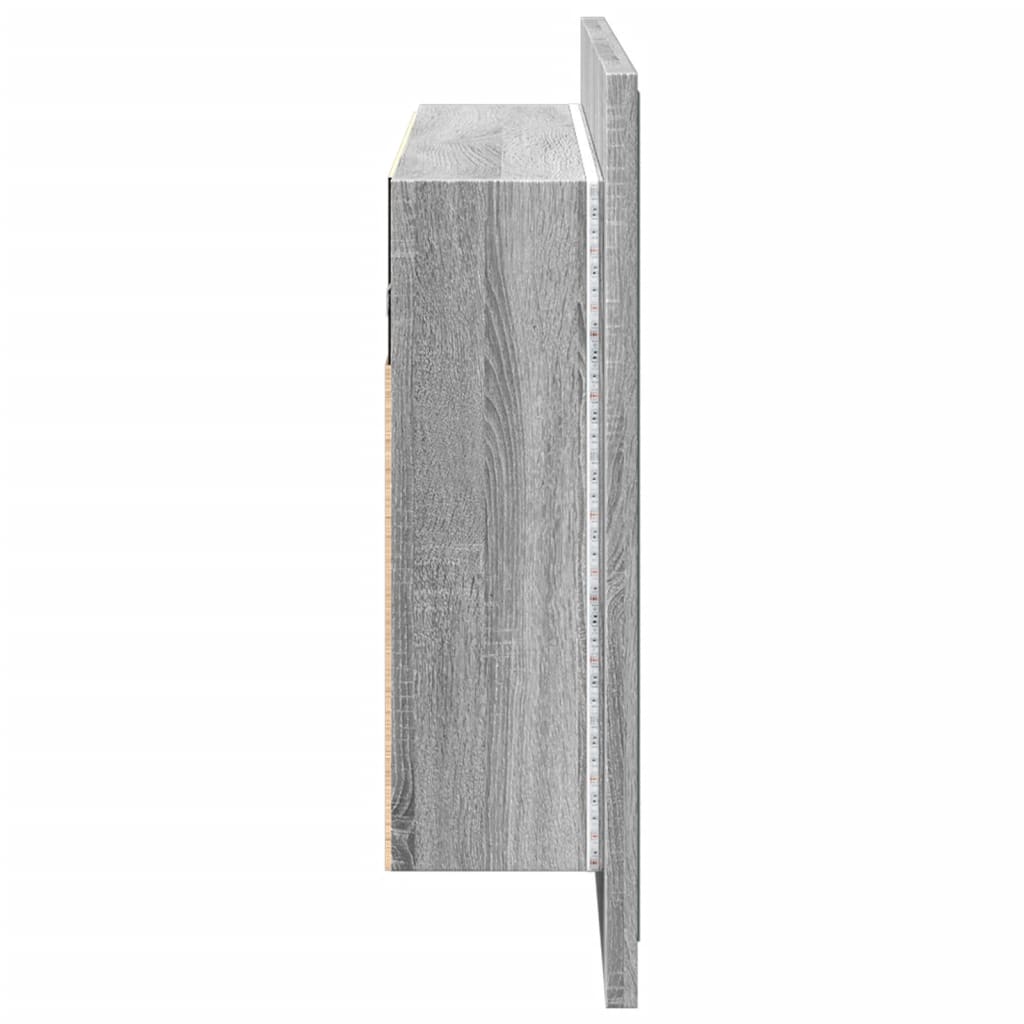 vidaXL Szafka łazienkowa z lustrem i LED, szary dąb 80x12x45 cm, akryl