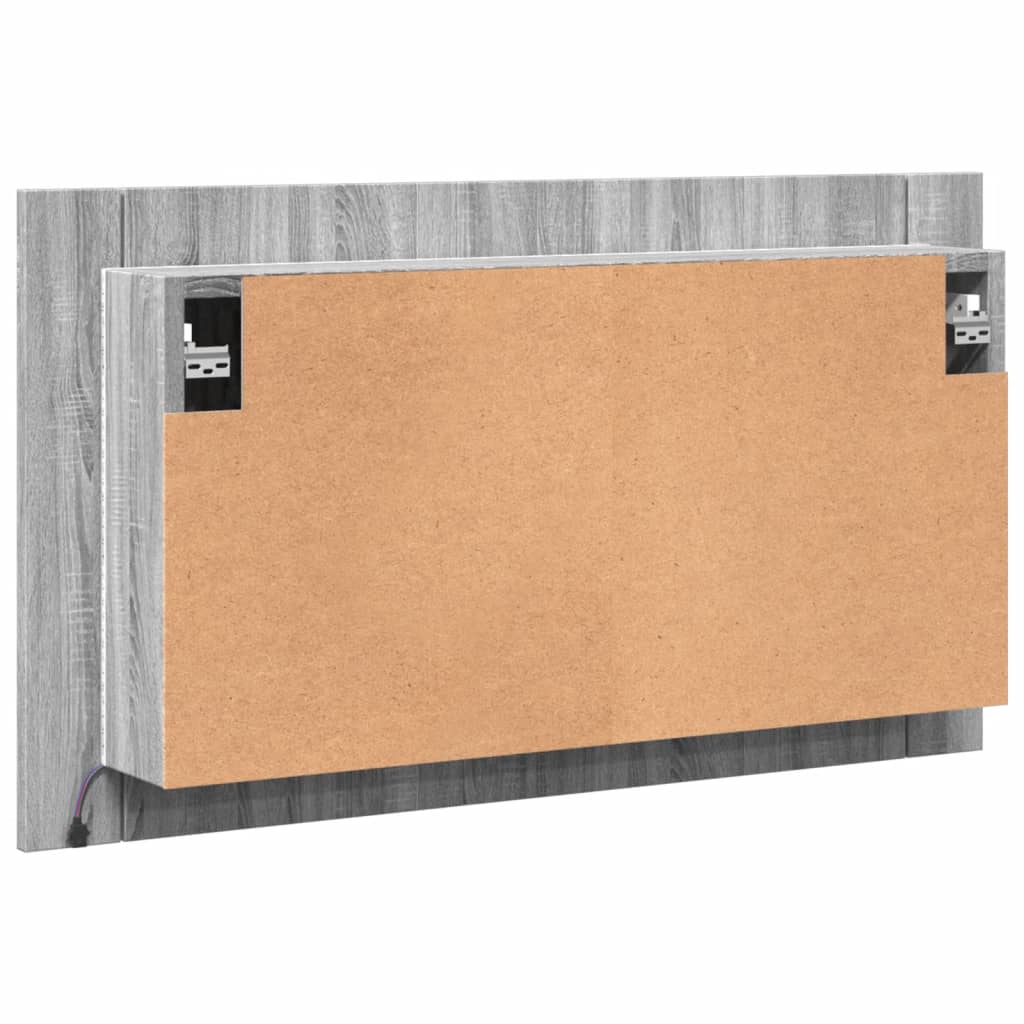 vidaXL Szafka łazienkowa z lustrem i LED, szary dąb 80x12x45 cm, akryl