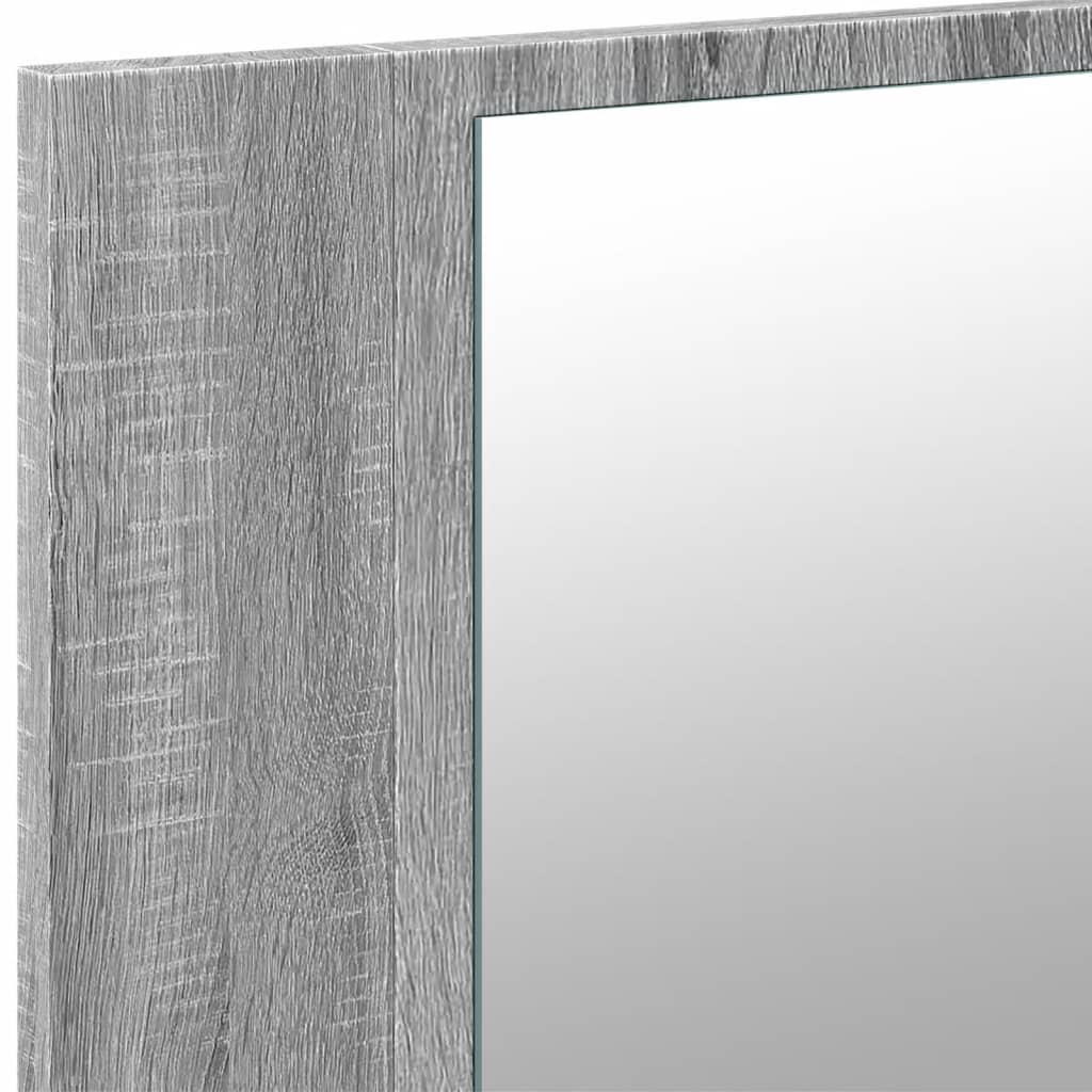 vidaXL Szafka łazienkowa z lustrem i LED, szary dąb 80x12x45 cm, akryl
