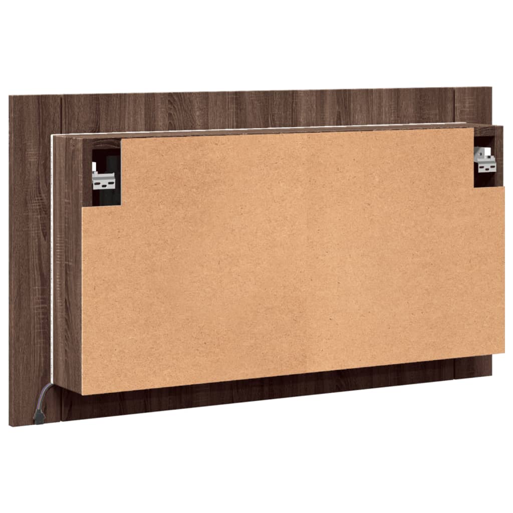 vidaXL Szafka łazienkowa z lustrem i LED, brązowy dąb, 80x12x45, akryl