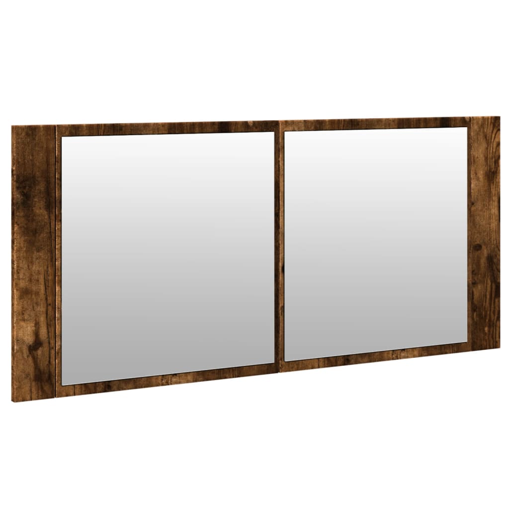 vidaXL Szafka łazienkowa z lustrem i LED, przydymiony dąb, 100x12x45cm