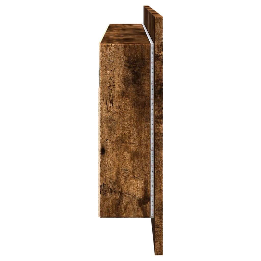 vidaXL Szafka łazienkowa z lustrem i LED, przydymiony dąb, 100x12x45cm