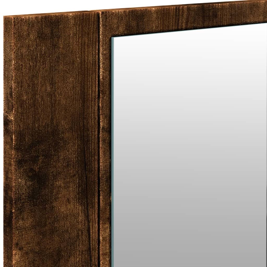 vidaXL Szafka łazienkowa z lustrem i LED, przydymiony dąb, 100x12x45cm
