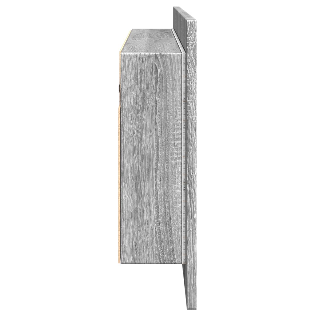vidaXL Szafka łazienkowa z lustrem i LED, szary dąb, 100x12x45 cm