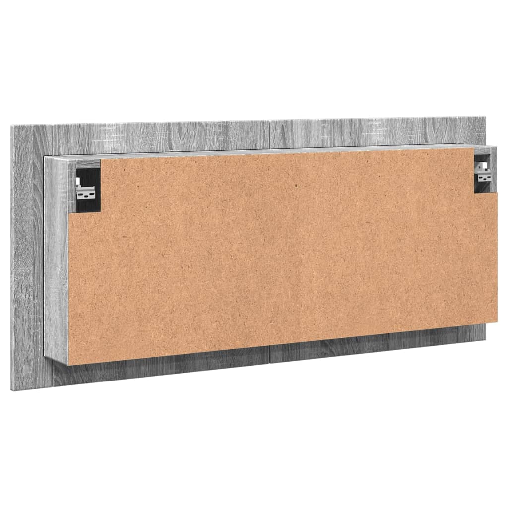 vidaXL Szafka łazienkowa z lustrem i LED, szary dąb, 100x12x45 cm