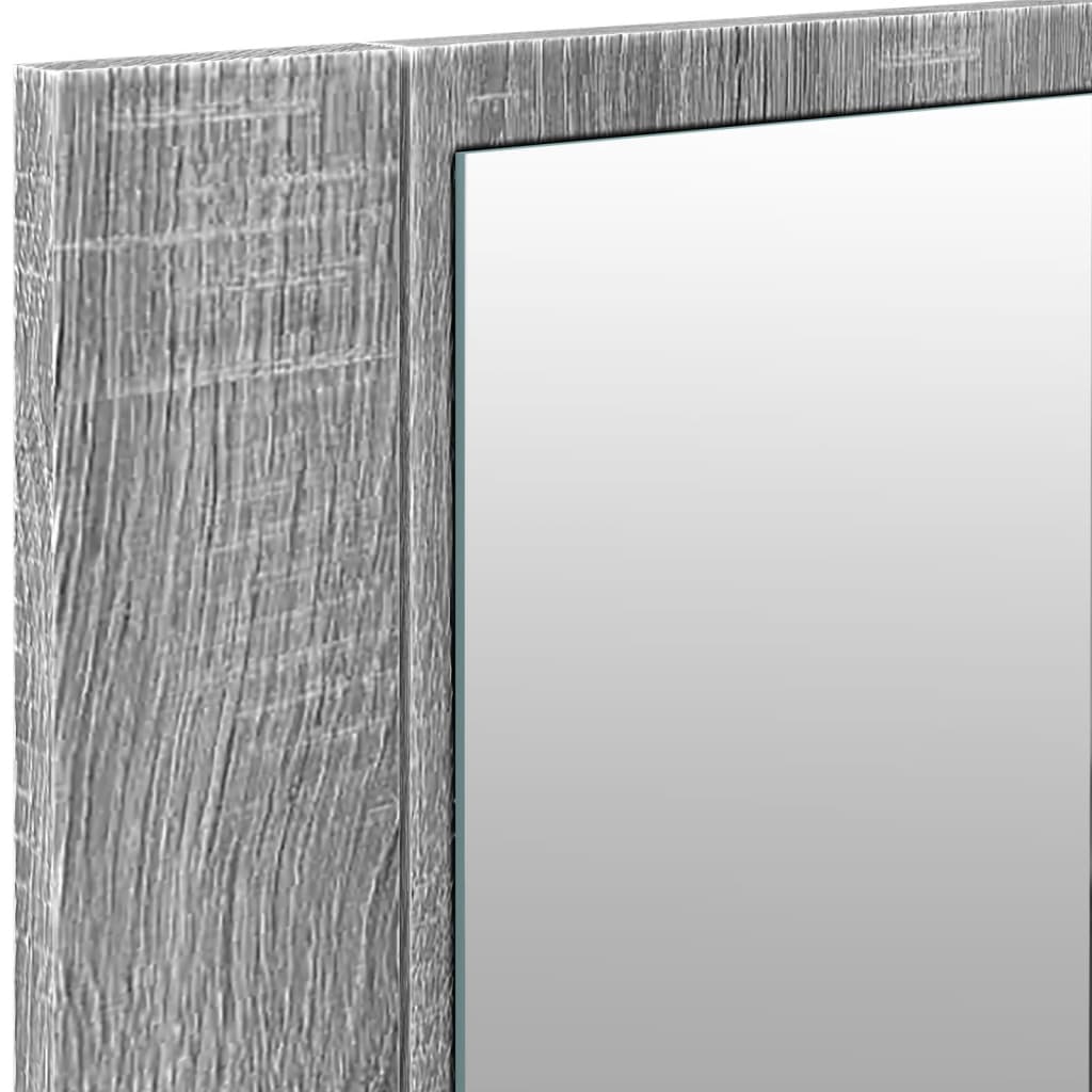 vidaXL Szafka łazienkowa z lustrem i LED, szary dąb, 100x12x45 cm