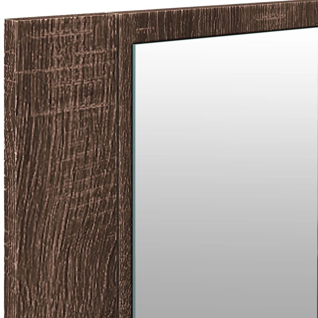 vidaXL Szafka łazienkowa z lustrem i LED, brązowy dąb, 100x12x45 cm