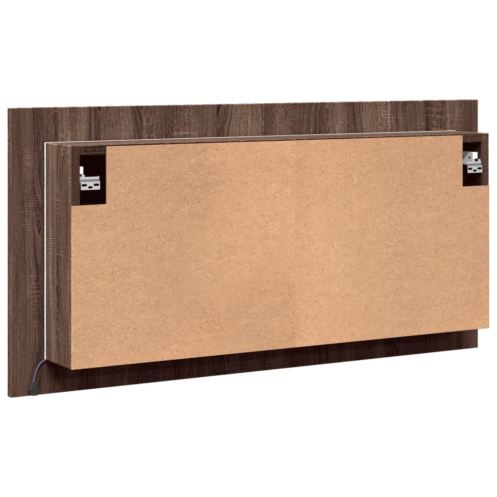 vidaXL Szafka łazienkowa z lustrem i LED, brązowy dąb, 90x12x45, akryl