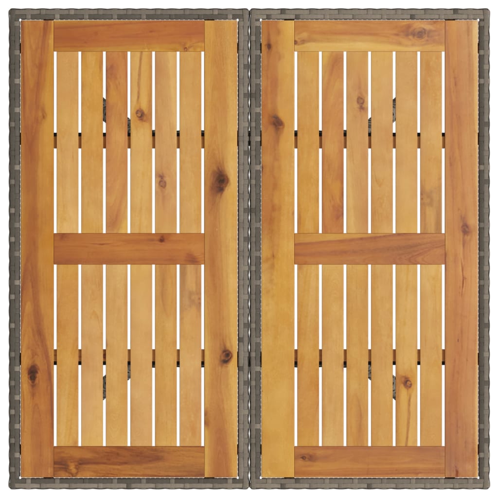 vidaXL Stół ogrodowy z akacjowym blatem, szary, 80x80x75 cm, rattan PE