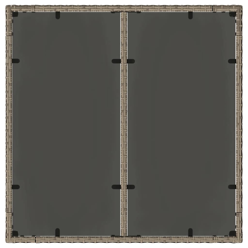 vidaXL Stół ogrodowy ze szklanym blatem, szary, 90x90x75 cm, rattan PE