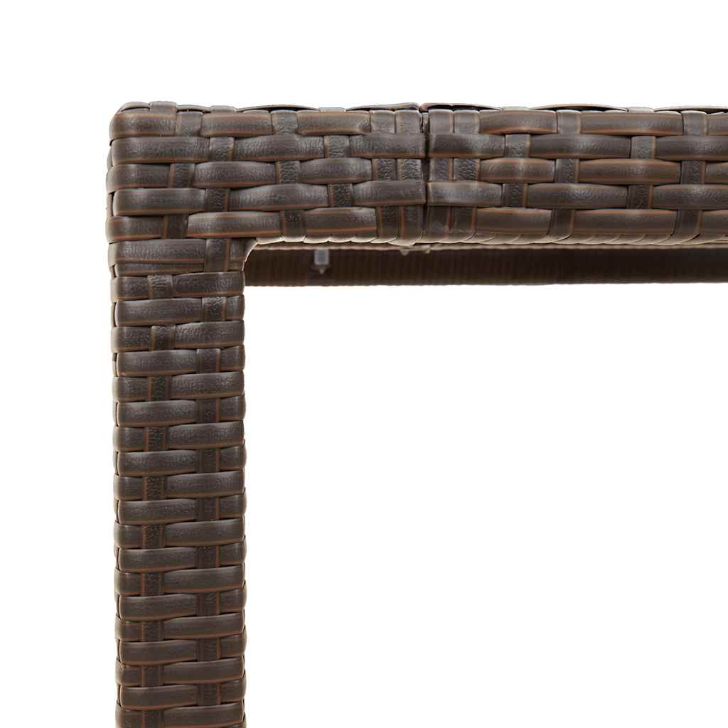 vidaXL Stół ogrodowy ze szklanym blatem, brąz, 90x90x75 cm, polirattan