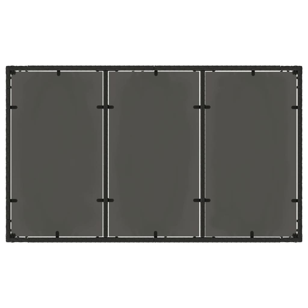 vidaXL Stół ogrodowy ze szklanym blatem, czarny, 150x90x75cm rattan PE