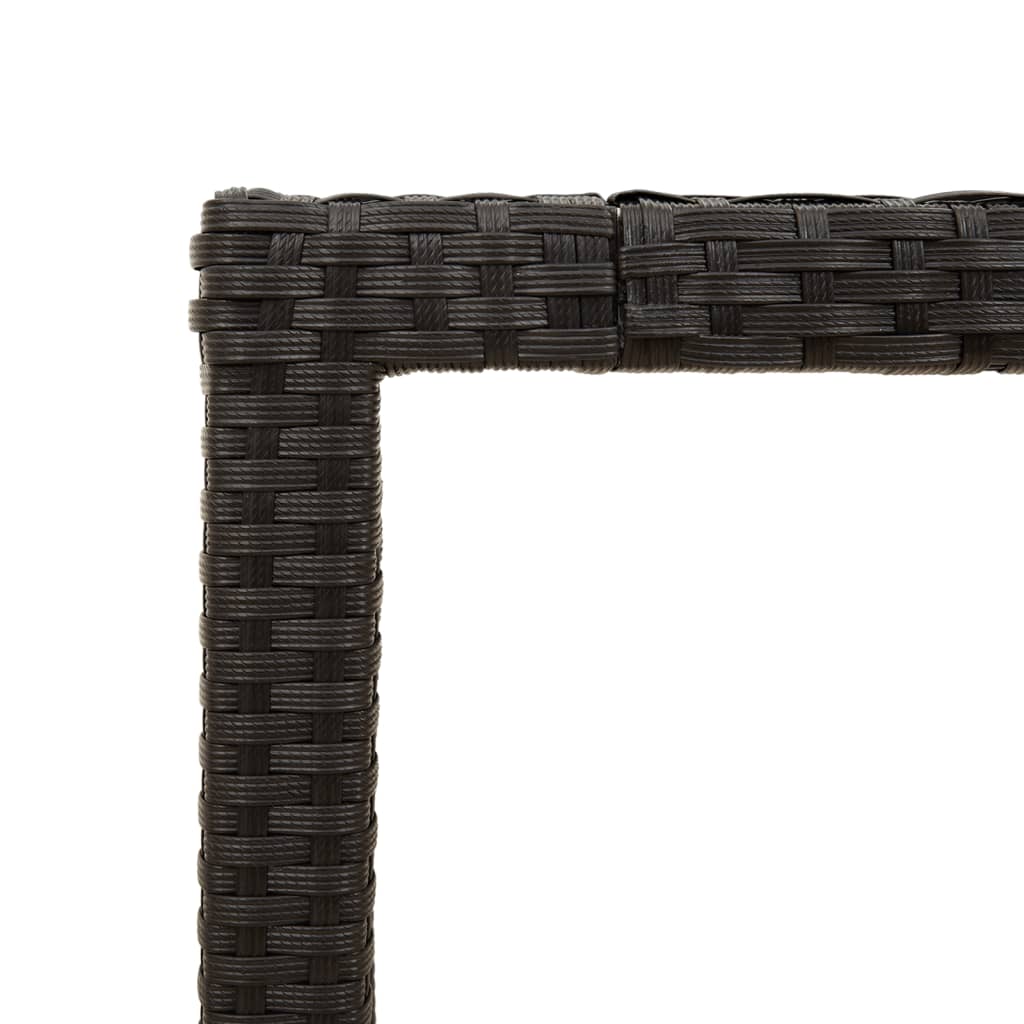 vidaXL Stół ogrodowy ze szklanym blatem, czarny, 150x90x75cm rattan PE