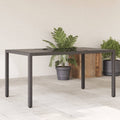 vidaXL Stół ogrodowy ze szklanym blatem, czarny, 150x90x75cm rattan PE