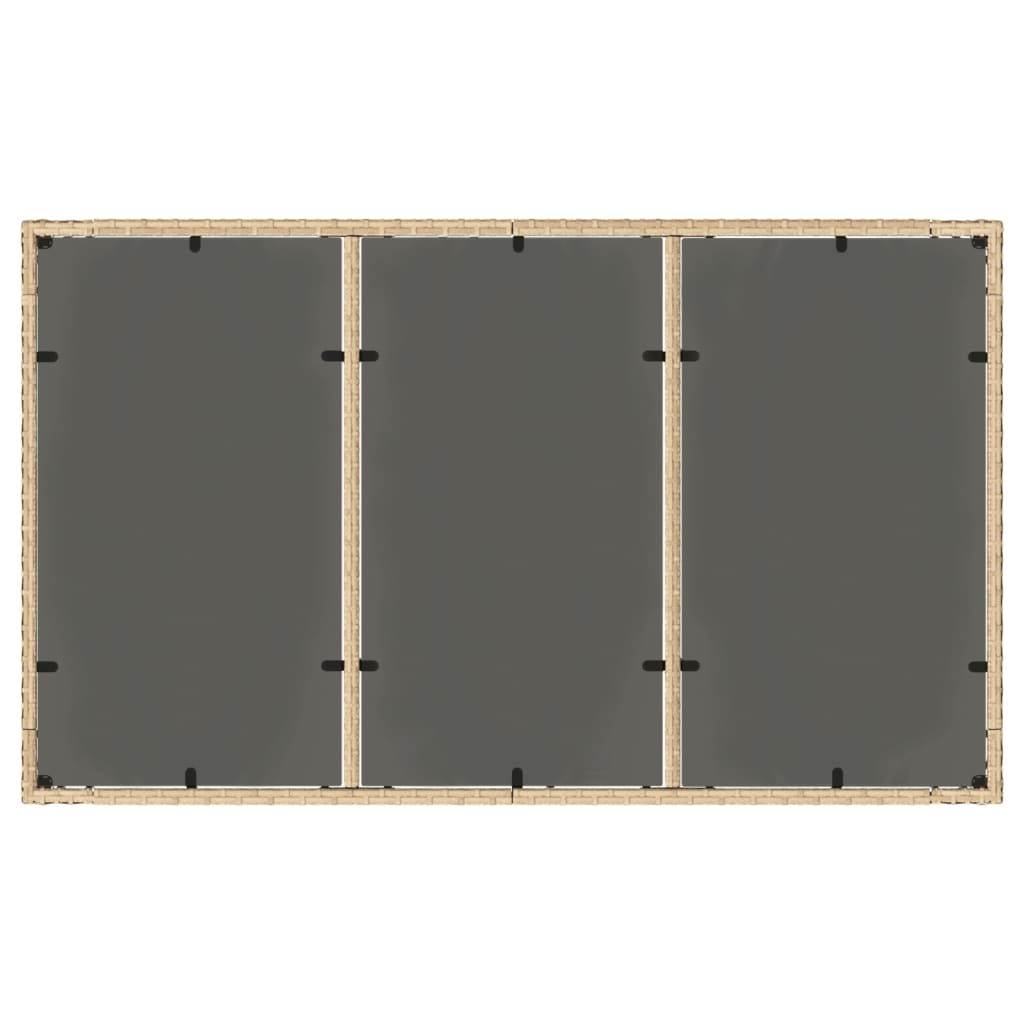 vidaXL Stół ogrodowy ze szklanym blatem, beżowy, 150x90x75cm rattan PE