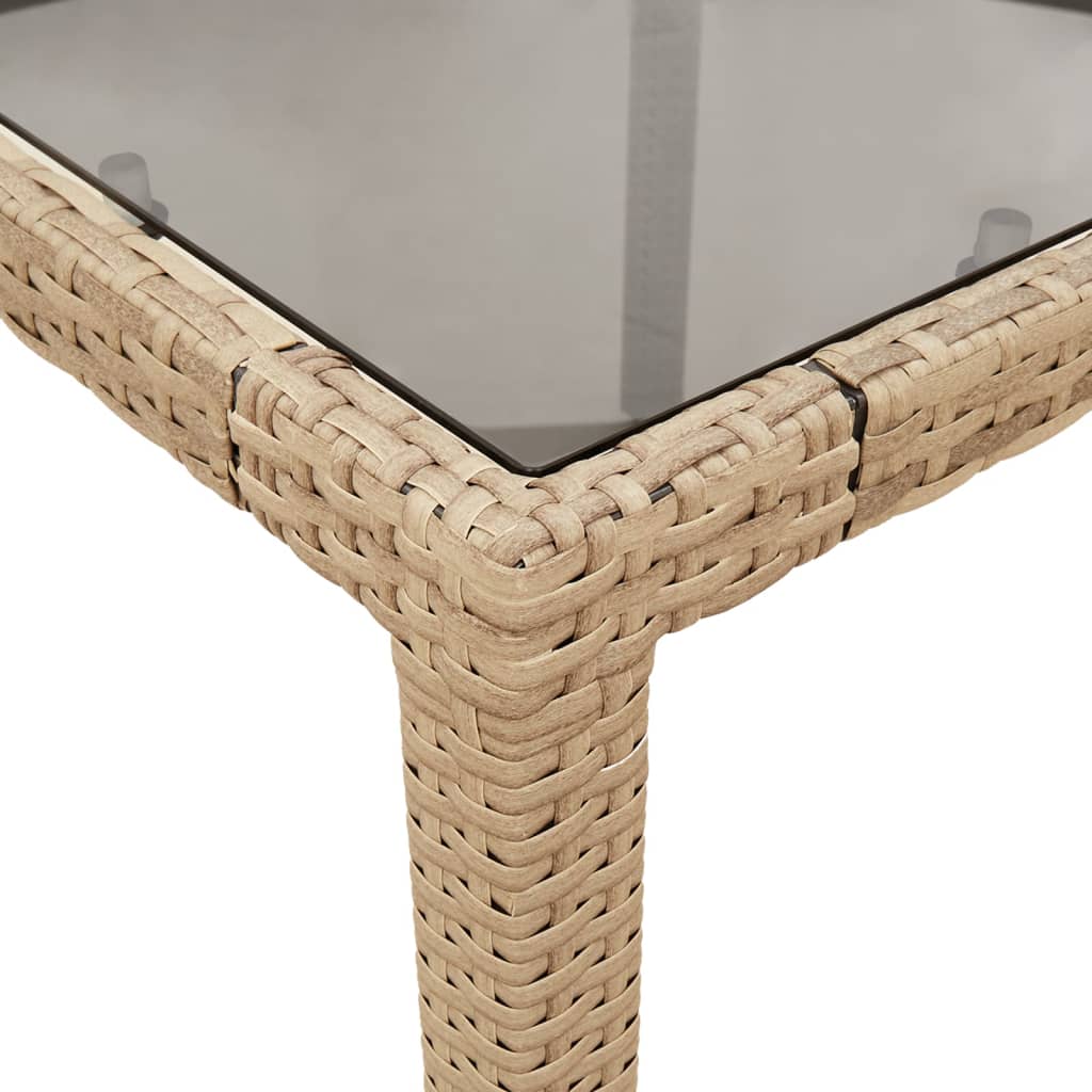 vidaXL Stół ogrodowy ze szklanym blatem, beżowy, 150x90x75cm rattan PE
