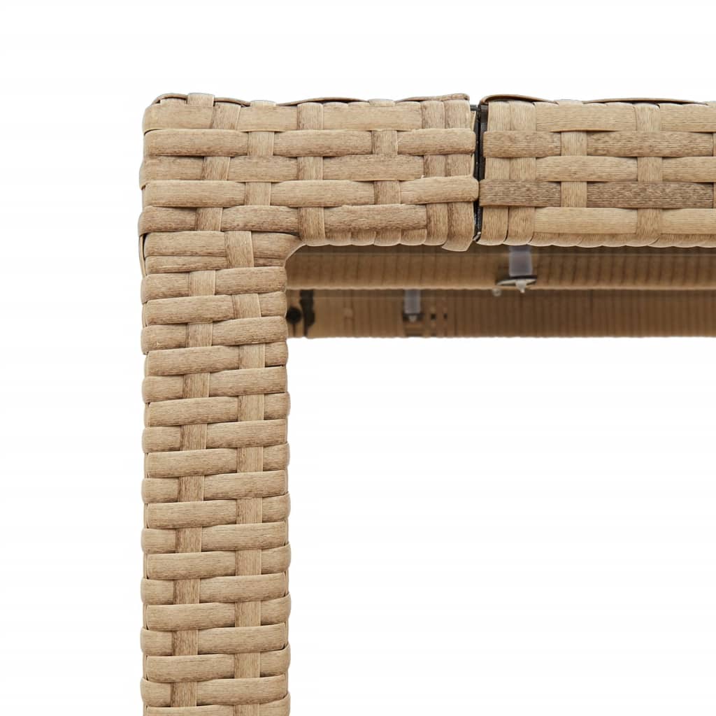 vidaXL Stół ogrodowy ze szklanym blatem, beżowy, 150x90x75cm rattan PE
