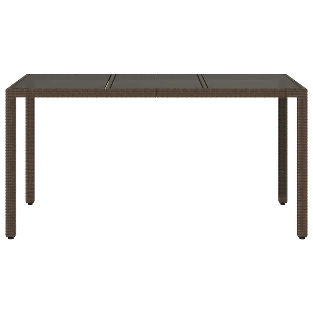vidaXL Stół ogrodowy ze szklanym blatem, brąz, 150x90x75cm, polirattan