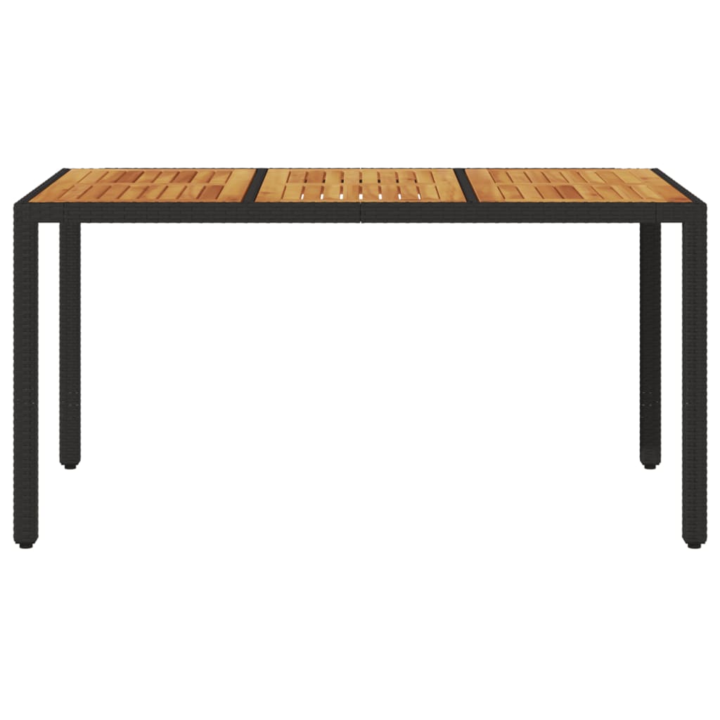 vidaXL Stół ogrodowy z akacjowym blatem, czarny, 150x90x75 cm