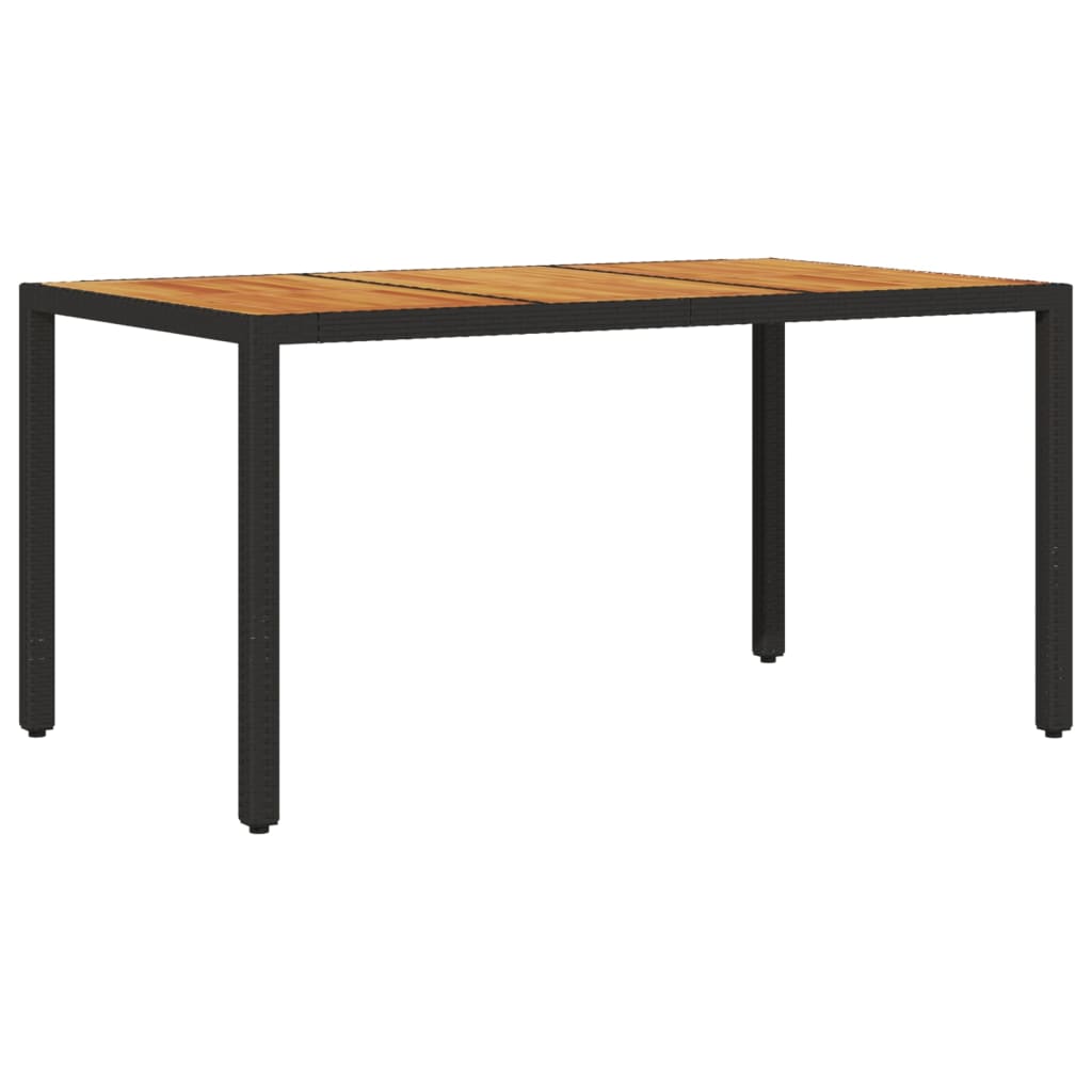 vidaXL Stół ogrodowy z akacjowym blatem, czarny, 150x90x75 cm