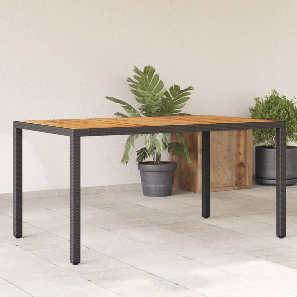 vidaXL Stół ogrodowy z akacjowym blatem, czarny, 150x90x75 cm