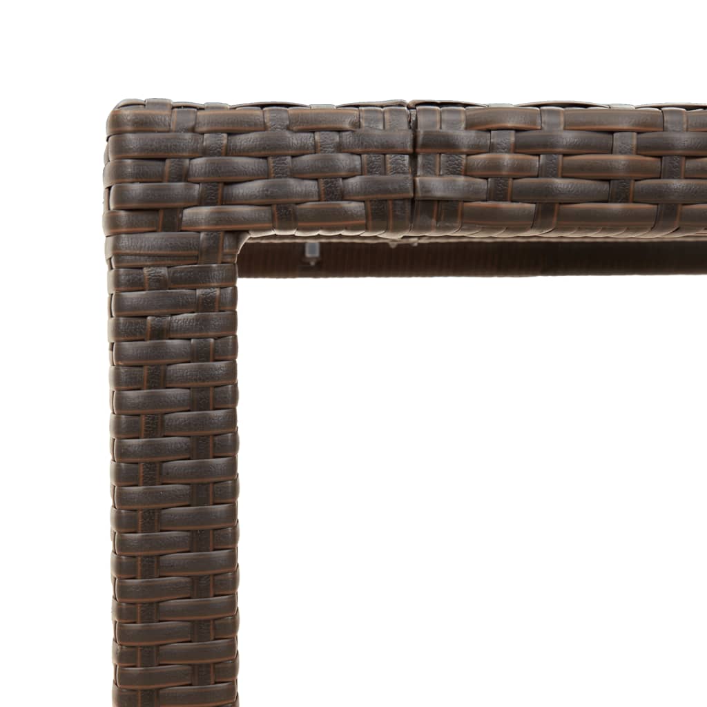 vidaXL Stół ogrodowy ze szklanym blatem, brąz, 190x90x75cm, polirattan