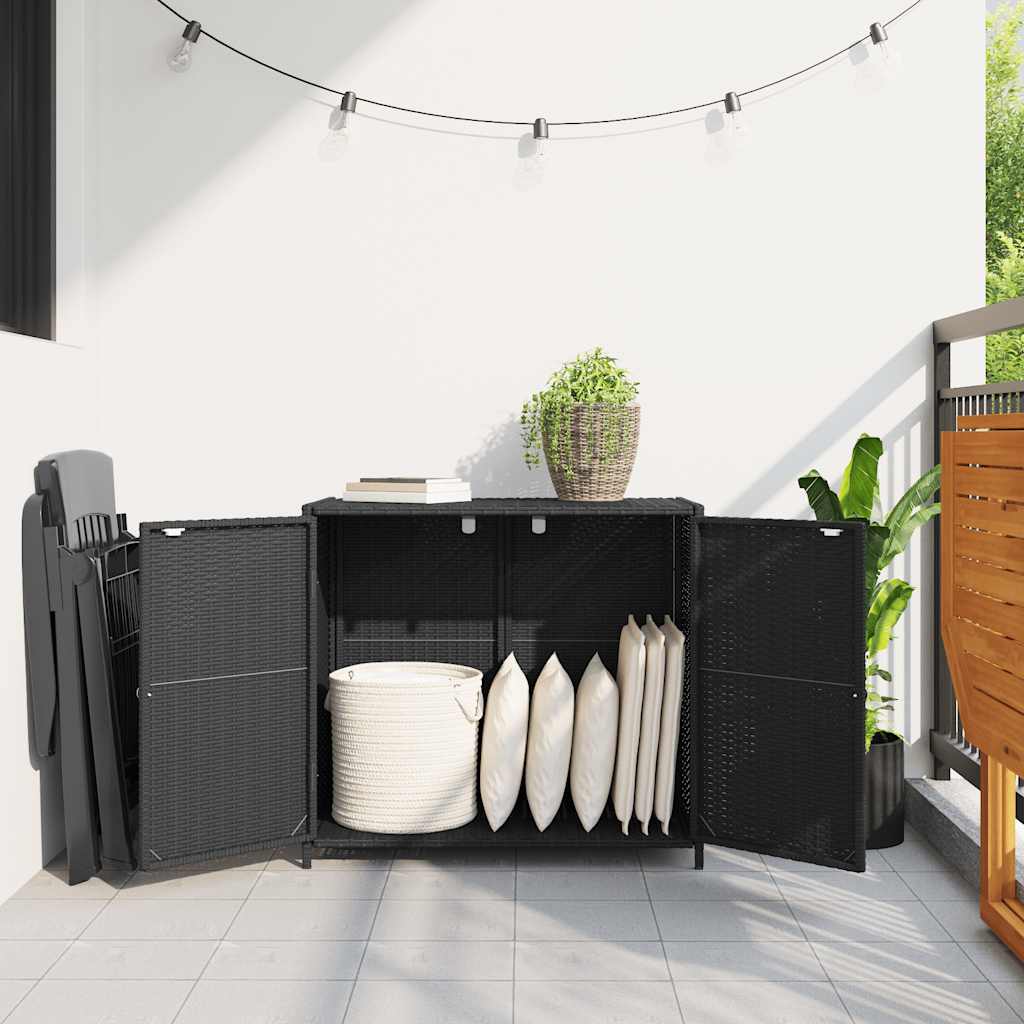 vidaXL Szafka ogrodowa, czarna, 83x45x76 cm, polirattan