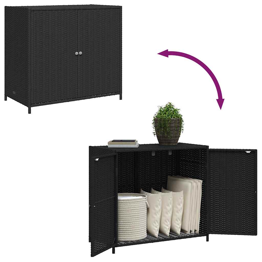 vidaXL Szafka ogrodowa, czarna, 83x45x76 cm, polirattan