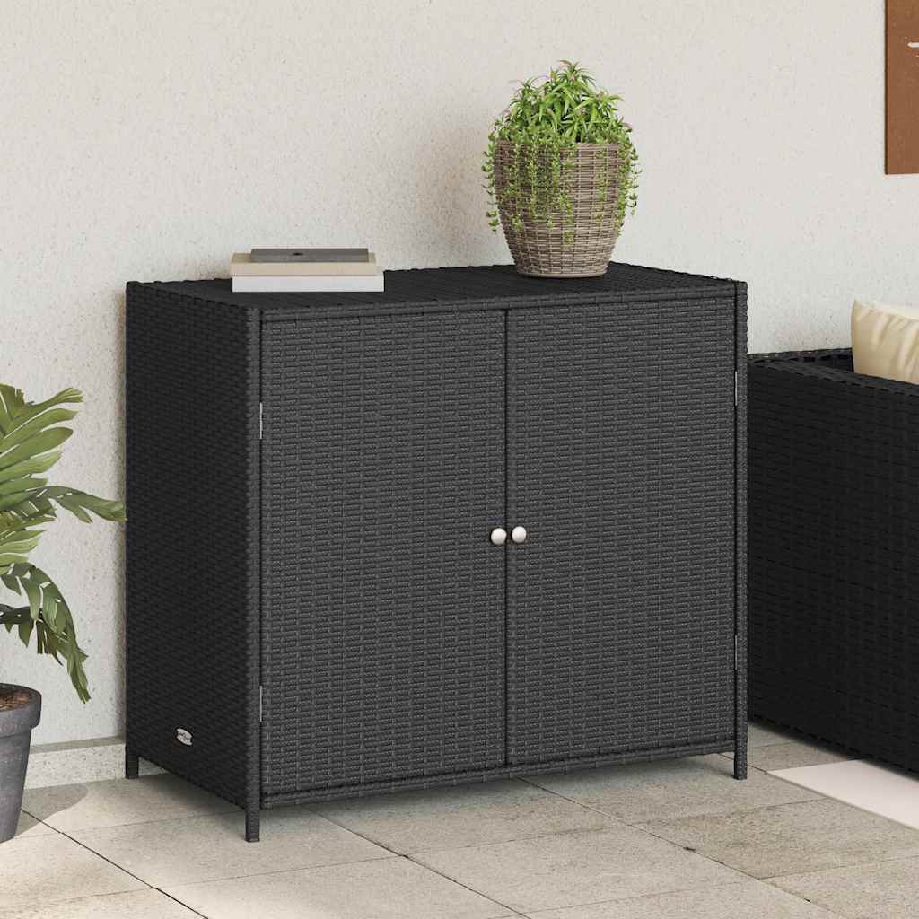 vidaXL Szafka ogrodowa, czarna, 83x45x76 cm, polirattan