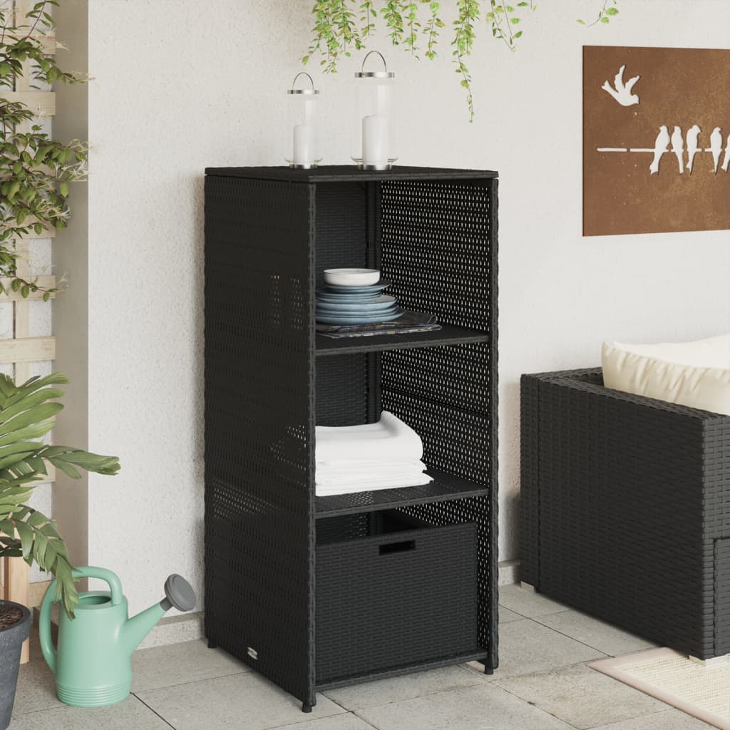 vidaXL Szafka ogrodowa, czarna, 50x55x115 cm, polirattan