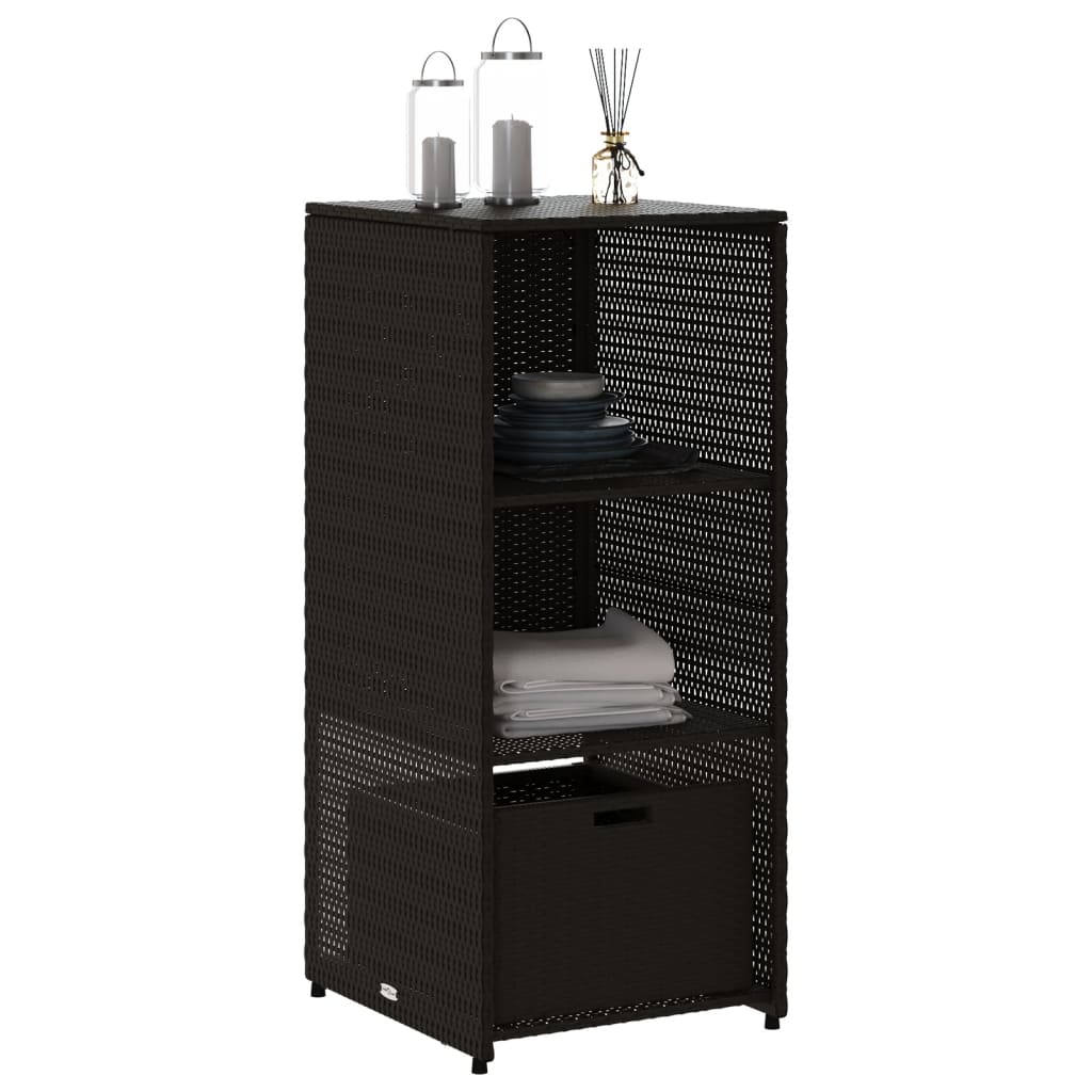 vidaXL Szafka ogrodowa, czarna, 50x55x115 cm, polirattan