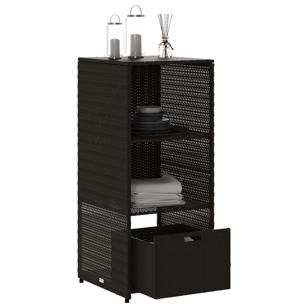 vidaXL Szafka ogrodowa, czarna, 50x55x115 cm, polirattan