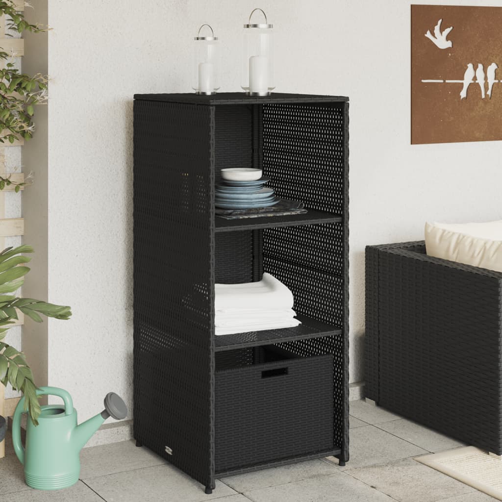 vidaXL Szafka ogrodowa, czarna, 50x55x115 cm, polirattan