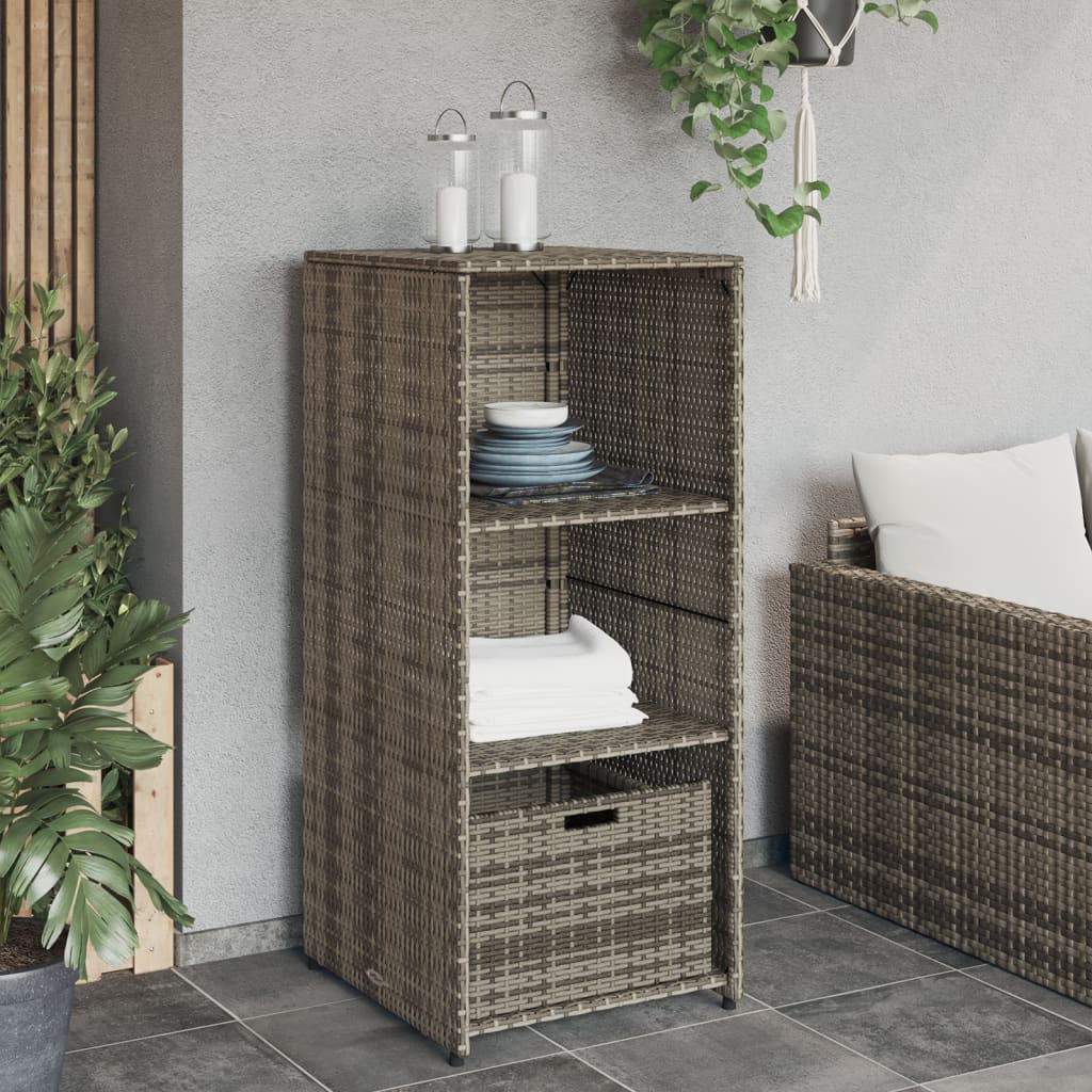 vidaXL Szafka ogrodowa, szara, 50x55x115 cm, polirattan