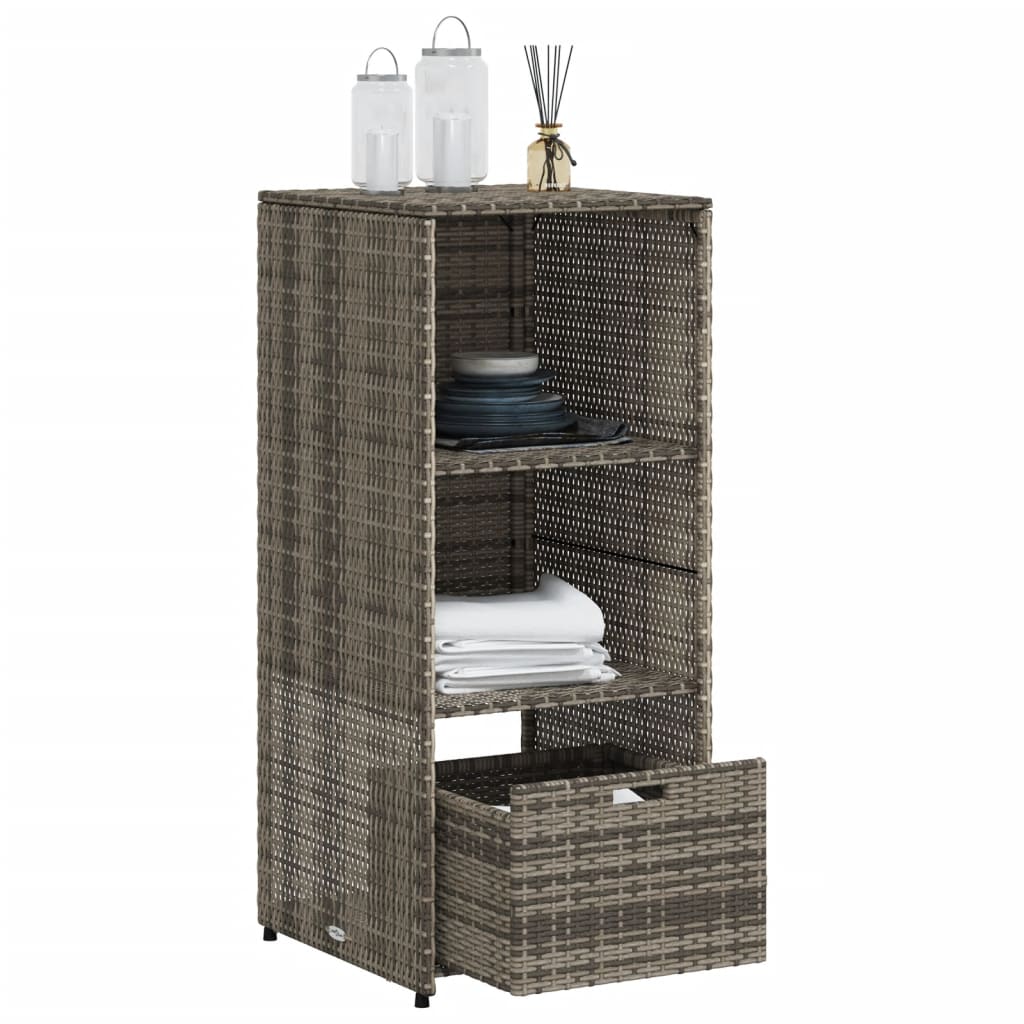 vidaXL Szafka ogrodowa, szara, 50x55x115 cm, polirattan