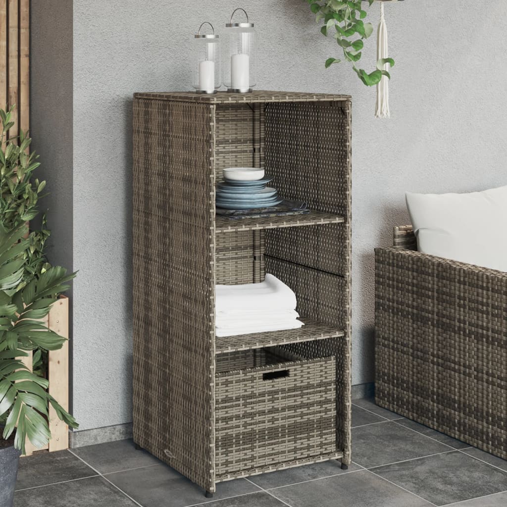 vidaXL Szafka ogrodowa, szara, 50x55x115 cm, polirattan