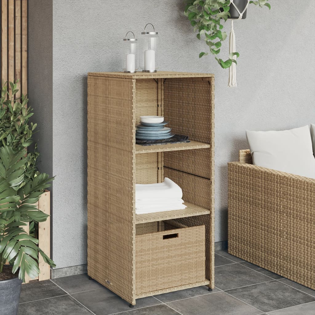 vidaXL Szafka ogrodowa, beżowa, 50x55x115 cm, polirattan