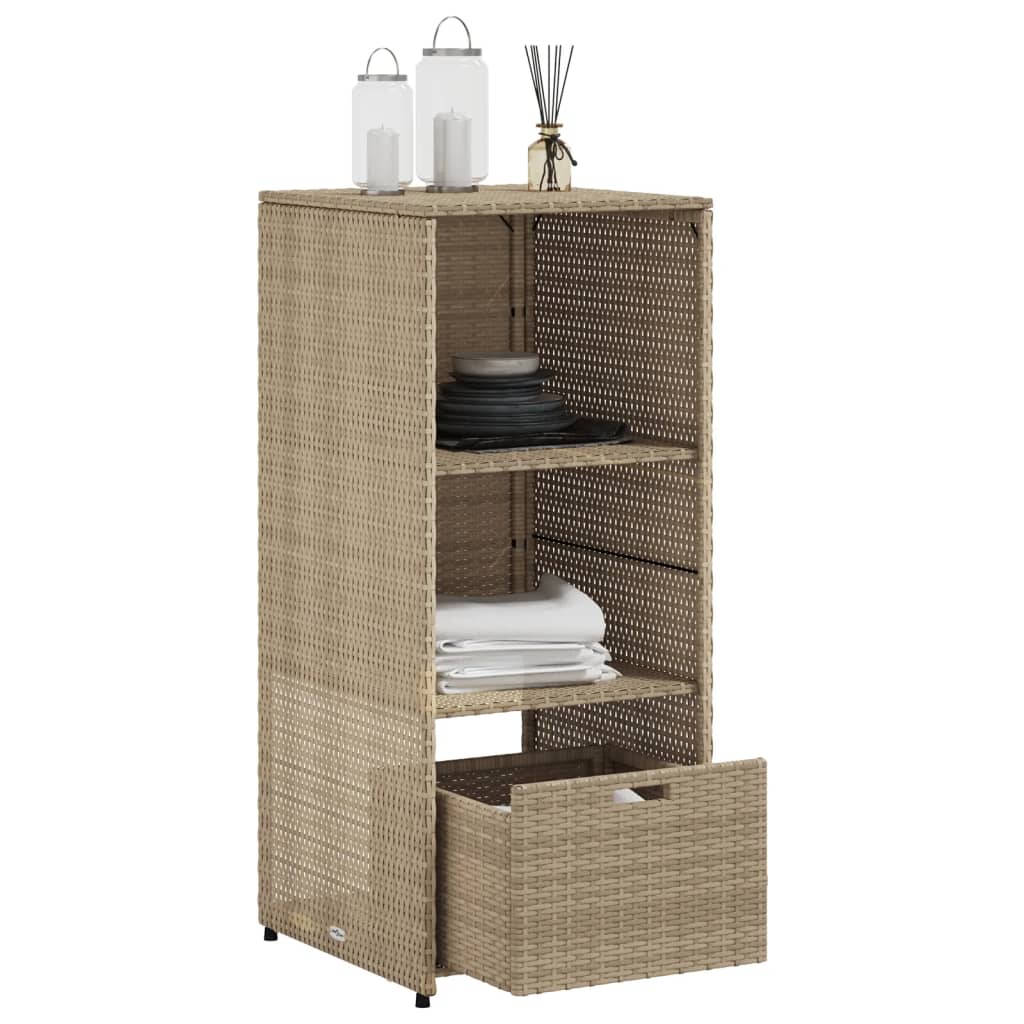 vidaXL Szafka ogrodowa, beżowa, 50x55x115 cm, polirattan