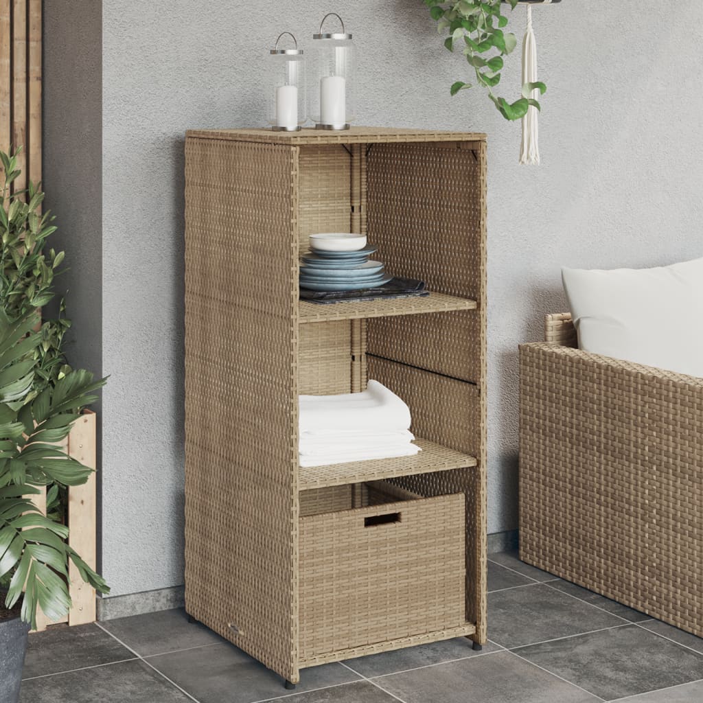 vidaXL Szafka ogrodowa, beżowa, 50x55x115 cm, polirattan
