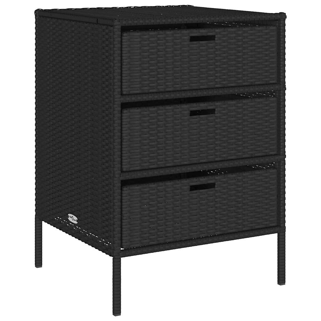 vidaXL Szafka ogrodowa, czarna, 55x59x80 cm, polirattan