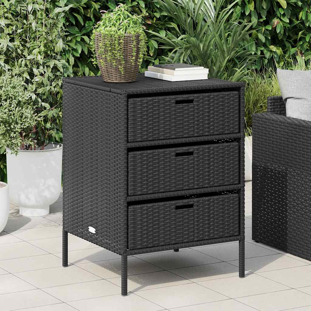 vidaXL Szafka ogrodowa, czarna, 55x59x80 cm, polirattan