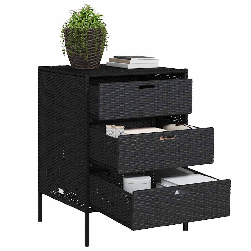 vidaXL Szafka ogrodowa, czarna, 55x59x80 cm, polirattan