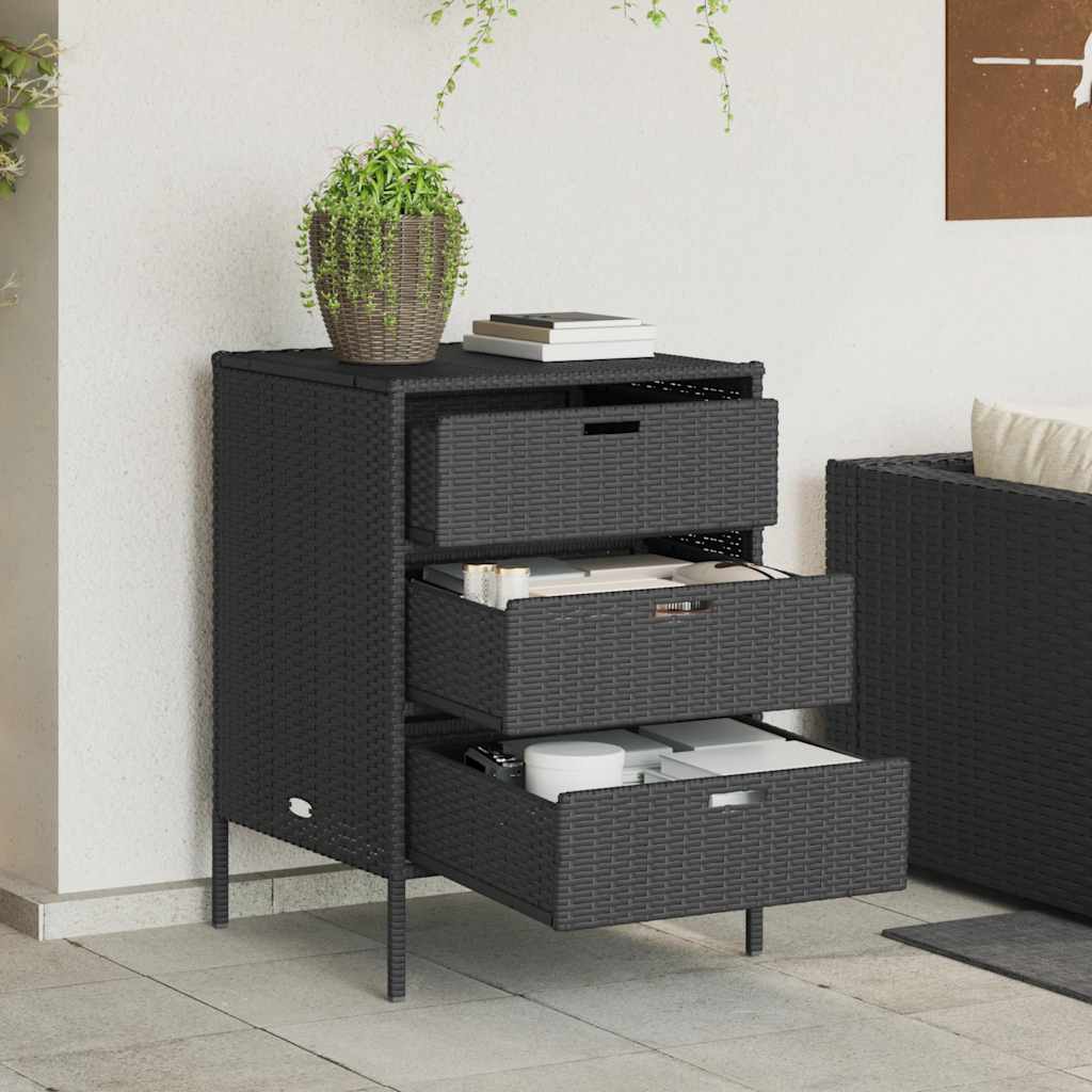 vidaXL Szafka ogrodowa, czarna, 55x59x80 cm, polirattan