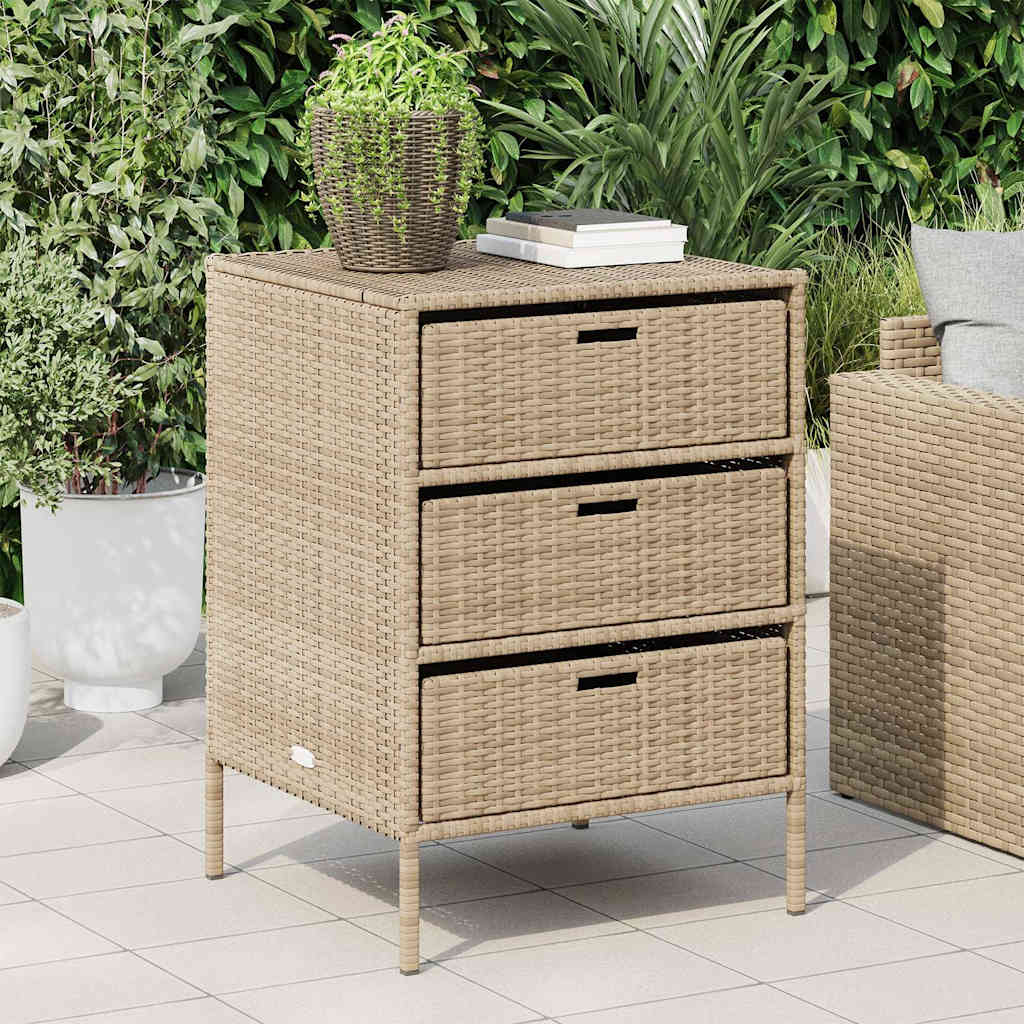 vidaXL Szafka ogrodowa, beżowa, 55x59x80 cm, polirattan