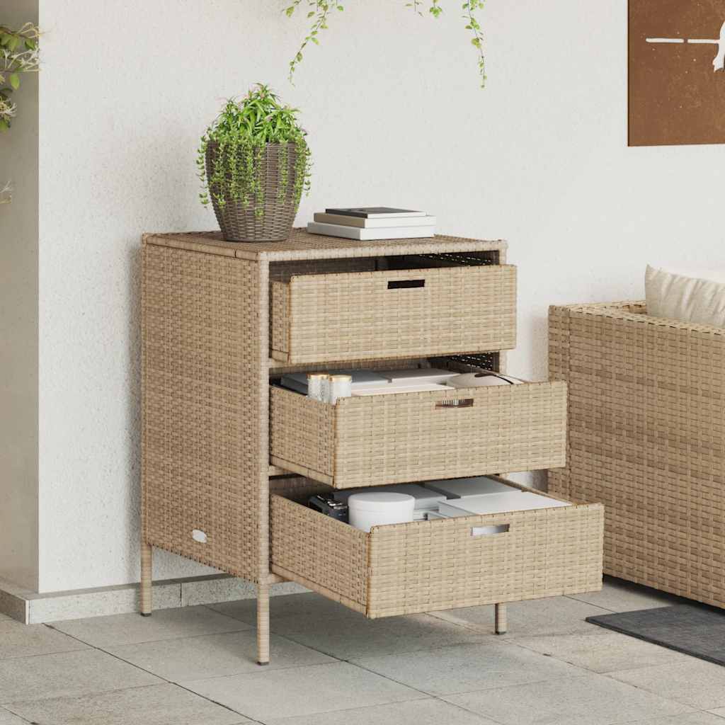 vidaXL Szafka ogrodowa, beżowa, 55x59x80 cm, polirattan